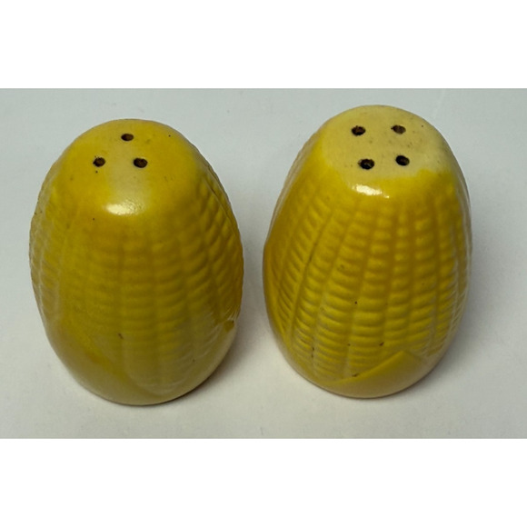 Vintage Pottery Corn on the Cob Salt & Pepper Shakers Cork Stoppers Farm Cottage - Picture 2 of 4